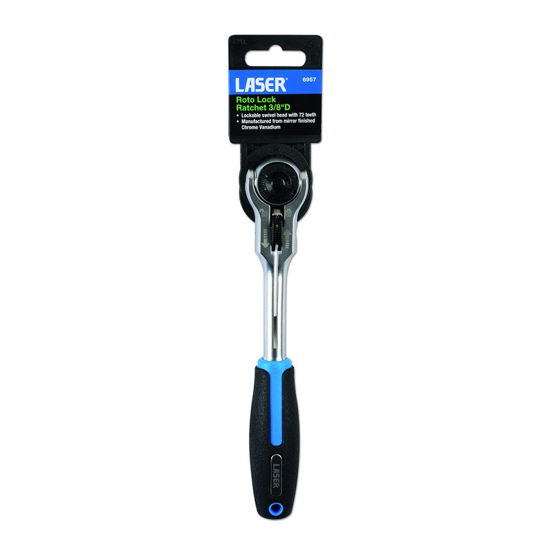 Laser 6957 Roto Lock Swivel Head Ratchet 3/8"D