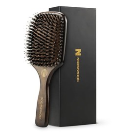 Norsewood Juego de cepillos de cerdas de jabalí, cepillo suave para desenredar para cabello largo, corto, fino, rizado, liso u ondulado, cepillo para 