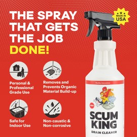 Scum King Drain Cleaner | Drain Cleaner | Remove Organic Drain Scum (32 oz)