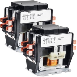 Youmile 2 pcs HVAC Motor Contactor 2 Pole 40A 24V Coil Air conditioner external unit contactor 24 VAC for A/C, Heat Pump, Refrigeration Systems, Condenser, Compressor