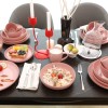 September Promotion 20 Pc Pink Ceramic Dinnerware SetWholesale Restaurant Ceramic