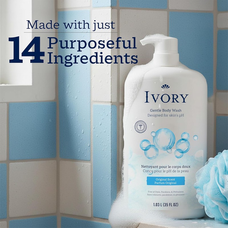 Ivory Body Wash, Designed for the Whole Family, Gentle Formula,