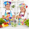 TOPWAYS Kids Aprons, Chef Hat Set Children Apron, Handprints Print