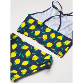 Kanu Surf Girls' Daisy UPF 50+ Beach Sport Halter Tankini 2-Piece Swimsuit, Lemonade Navy, 3T