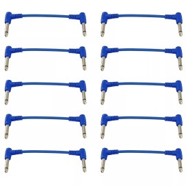 YOVUS 10pack 6" Right angle to 1/4 Guitar Effects floor pedal board patch cables cords