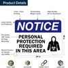 Notice Personal Protection Required In This Area With Symbol Sign,