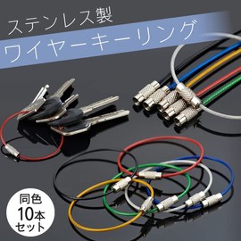 prendre PR-WKR Wire Key Ring Keychain Stainless Steel Lock Wire Accessory 7 Colors 15cm 1.5mm, Silver Set of 10