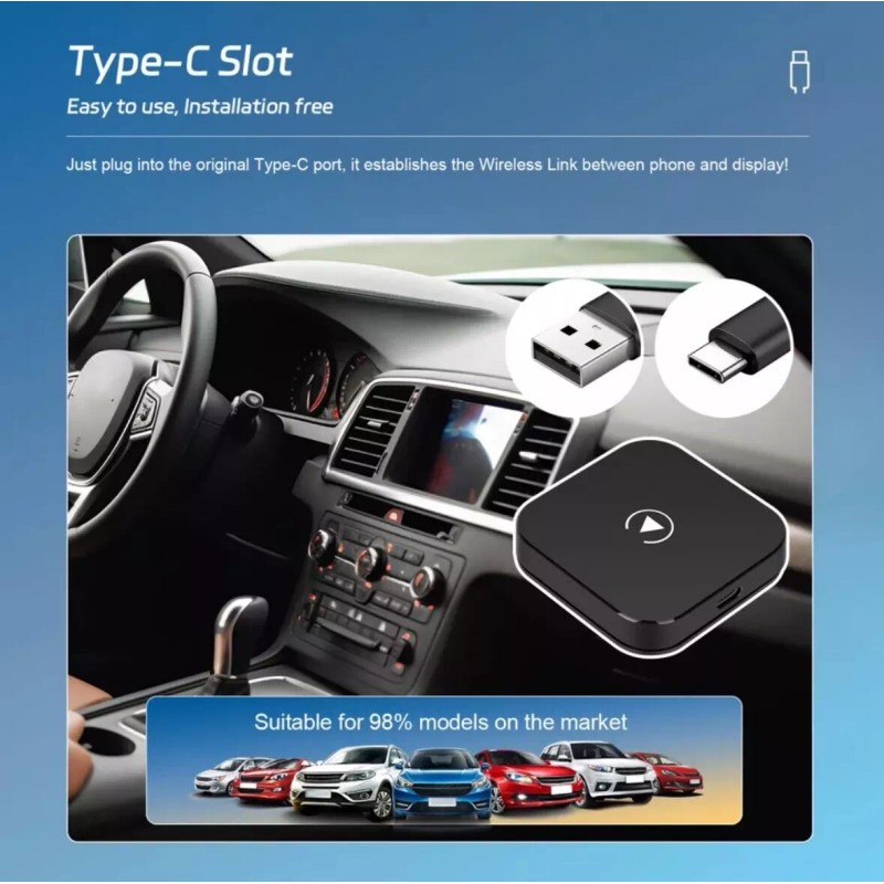 podofo USB Wireless CarPlay Adapter AI BOX For Apple iOS