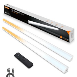 Under Cabinet Lights Remote Control,2 Pack Magnetic Dimmable Closet Lights,USB Rechargeable Wireless LED Shop Light,Ceiling Under Counter Lights for Kitchen, White, 60CM