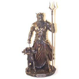 Veronese Design 10.6" Hades Greek God of The Underworld with Cerebrus Hell Hound Statue Cold Cast Resin Antique Bronze Finish