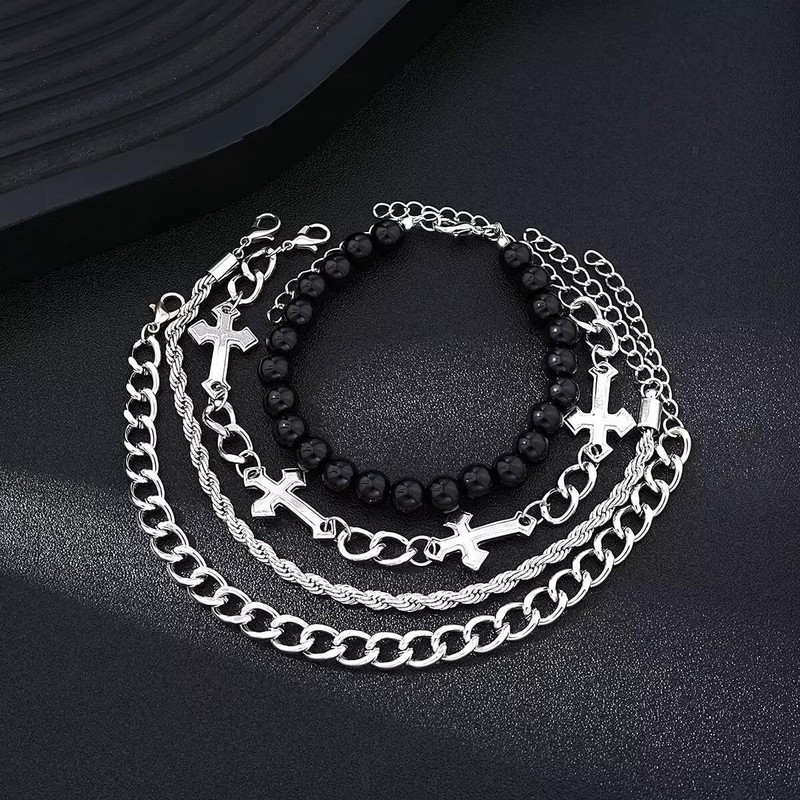 twinkle eye Cross Bracelets for Women Men Stackable Layered Stainless