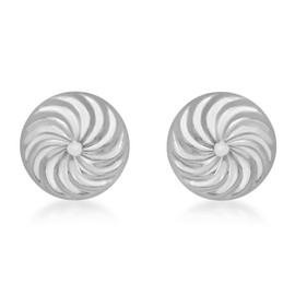 Carissima Gold Women's 9ct White Gold 8mm Swirl Detail Dome Stud Earrings