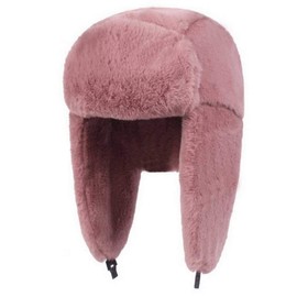 Brcus Women Russian Ushanka Trapper Pilot Aviator Cap Winter Windproof Ski Hat Dark Pink