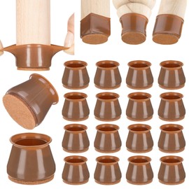 Aneaseit Chair Leg Floor Protectors - 16 pcs Brown - Felt Bottom Silicone Pads for Hardwood Floors & Furniture Feet - Rubber Caps for Chairs - Medium