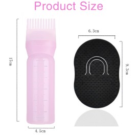 BASTOUR Haarfärbebürste Flasche und Kopfmassage Bürste, Hair Oil Applicator Bottle, Wurzelkamm-Applikatorflasche, Haaröl Applikator, Wurzelkamm Applikator Flasche, Haarfarben-Pinselflasche (Rosa)