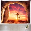 CORFOTO 5x4ft Fabric Sunrise Mountain Three Crosses Jesus Christ Backdrop