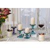 GMWD 3 Pcs Glass Candle Holder Set Clear, Green Candlesticks