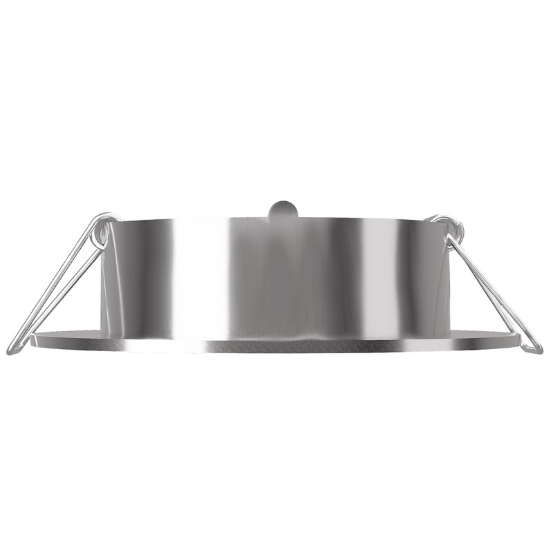 Recessed Spotlight Frame, Round, Pivoting, Stainless Steel and White