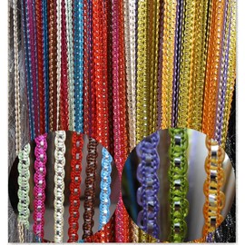 Door String Curtain, Wall Panel Fringe Window Room Divider Blind, Home Patio Bedroom Decorative Tassel Screen Ribbon Strings Strip Silver Thread Screen for Wedding Coffee House (Multi-Color)