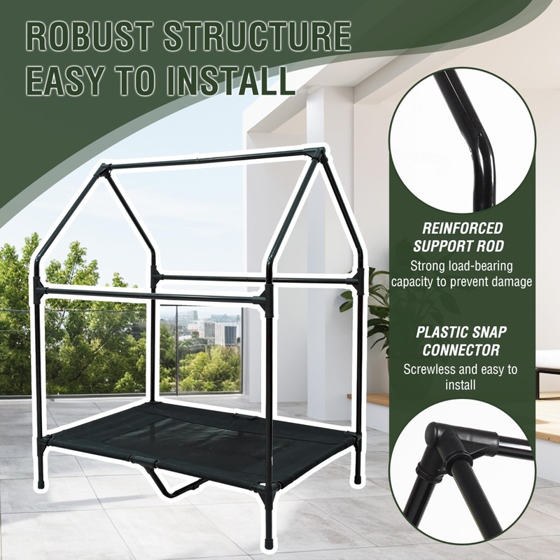 Privacy Outdoor Dog House & Elevated Bed 2-in-1, UPF50+ Sun