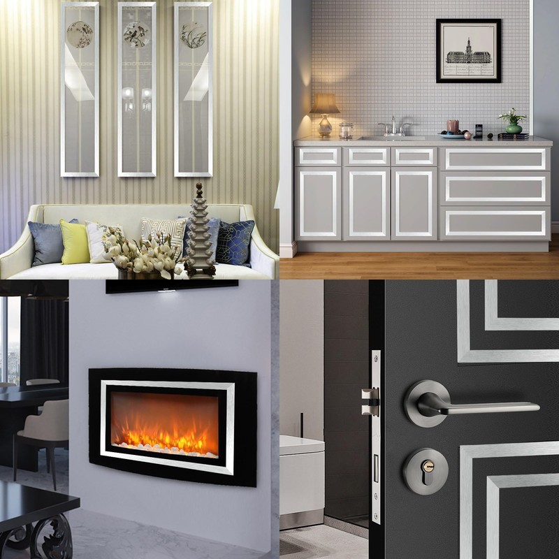 Silver Metalized Brushed Finish Molding Trim, Peel and Stick Strip