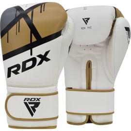 RDX Maya Leather Boxing Gloves Punch Bag Sparring Training Muay Thai Kickboxing Boxing Gloves, gold-coloured