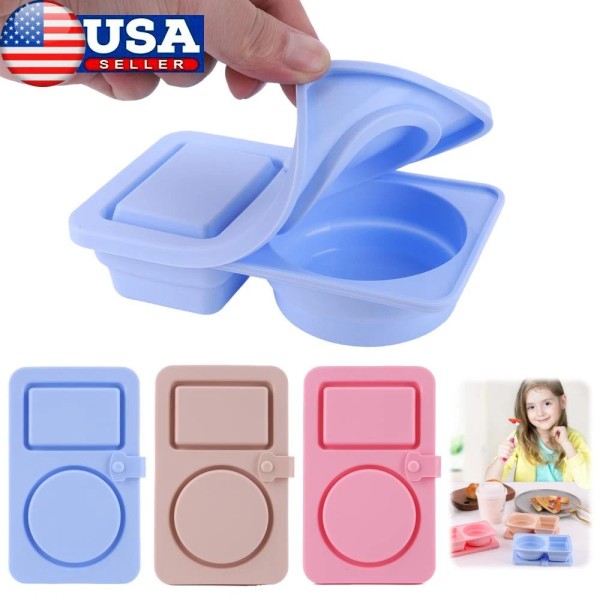 Unbranded 3PCS 2 Compartment Condiment Container Reusable Silicone Snack Sauce