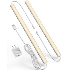 ASOKO HOME Dimmable Wired Under Cabinet Lighting - 2 Pack of 12-Inch Warm White 3000K Linkable USB LED Lights for Kitchen, Desk, Sink, and Workbench
