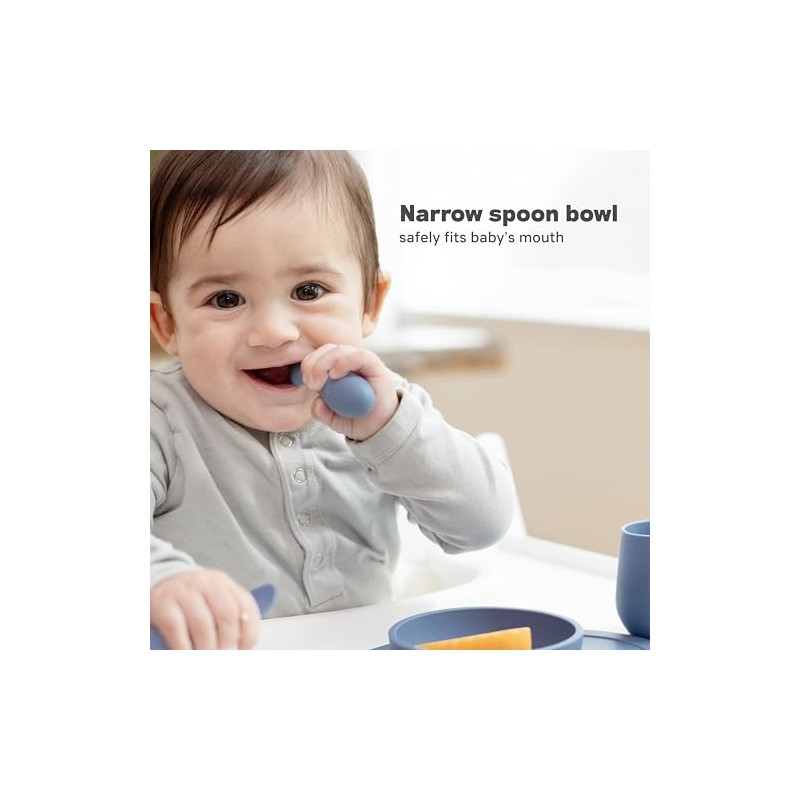 EZPZ Tiny Set de 2 Mini Cucharas, Gris (Gray), 4