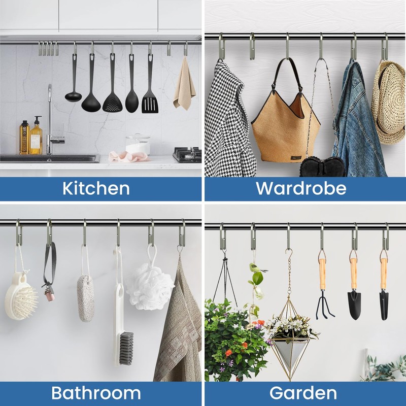 Nickel Shower Curtain Hooks Rings，Double Sided Shower Curtain Hooks Rust