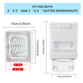JXLXYY (2 Packs) Downspout Leaf Filter Downspout Cleanout,Leaf Removers, Gutter Downspout Protection,Downspout Diverter,Fits 2X3 and 3X4 Drainpipe- White