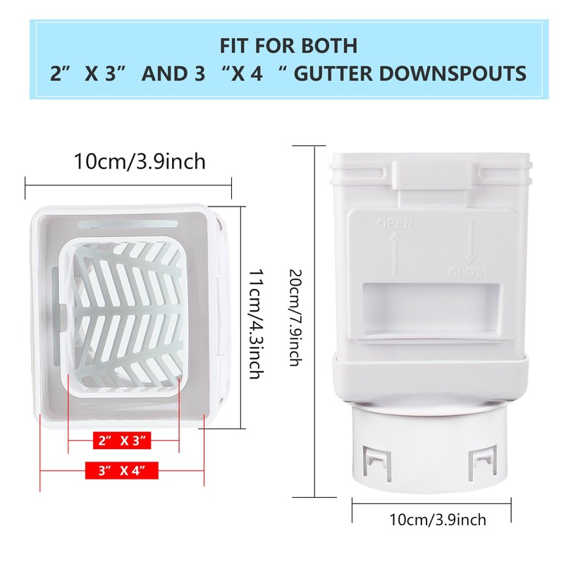 (2 Packs) Downspout Leaf Filter Downspout Cleanout,Leaf Removers, Gutter Downspout