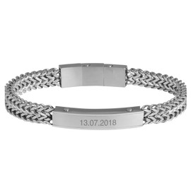 Akzent Curb Bracelet with Stainless Steel ID Plate, Stainless Steel