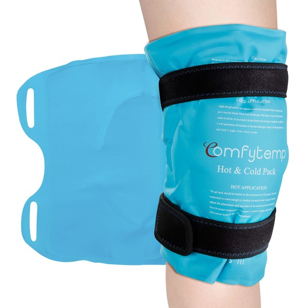 Comfytemp Knee Ice Pack Wrap, Reusable Gel Cold Pack for Knee Pain Relief, Hot & Cold Compress Therapy for Leg Injuries, Flexible Ice Pack for Knee Replacement Surgery, Arthritis, Bruises & Sprains