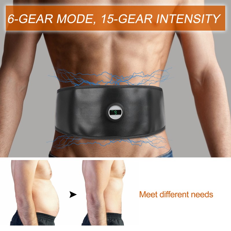 Smart Abdominal Muscle Trainer TENS PU Leather Slimming Belt Rechargeable
