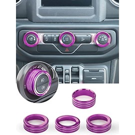 Savadicar Savadicar HVAC Climate Control Panel Knob Trim Kit & Light Control Switch Cover, Air Conditioner Knob Aluminum Alloy Ring for 2018-2024 Jeep Wrangler JL JLU & Gladiator JT, Interior Accessories,Purple