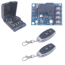 Remote Control Switch,DC 12V/24V/48V/40A Relay Wireless Light Switch 12V-48V Wide Voltage for Anti-Theft Alarms Garage Door Motor 433Mhz Transmitter and Receiver (2 Controls and 1 Receiver)