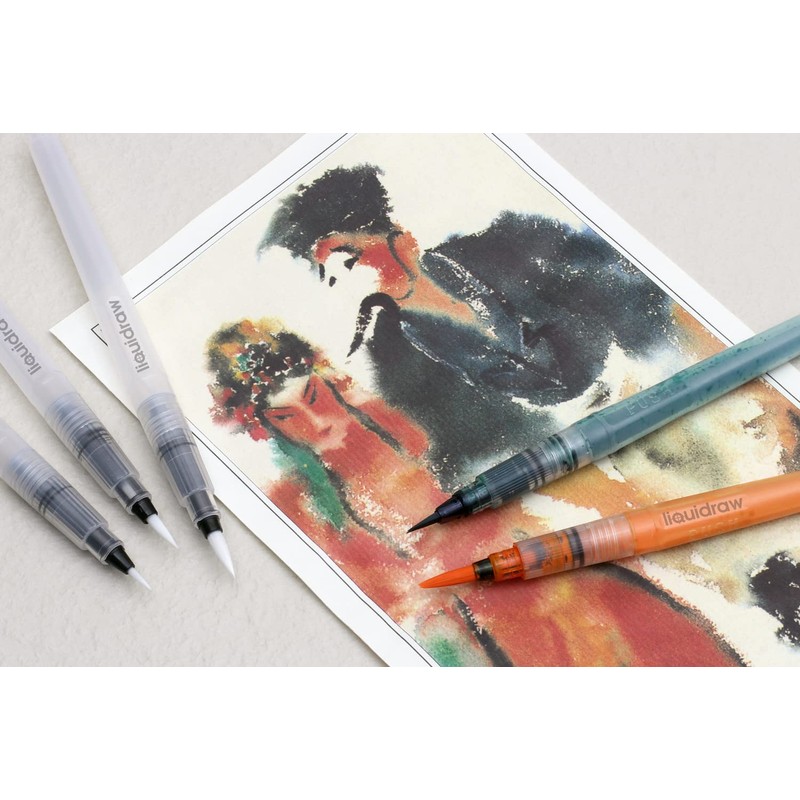 Liquidraw Watercolour Brush Pens Set of 3 Refillable Long Tank