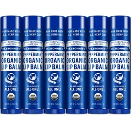 Dr. Bronner's Bálsamo Labial Orgánico Menta, Fórmula Hidratante y Refrescante con Aceites Esenciales, Pack de 6 Unidades