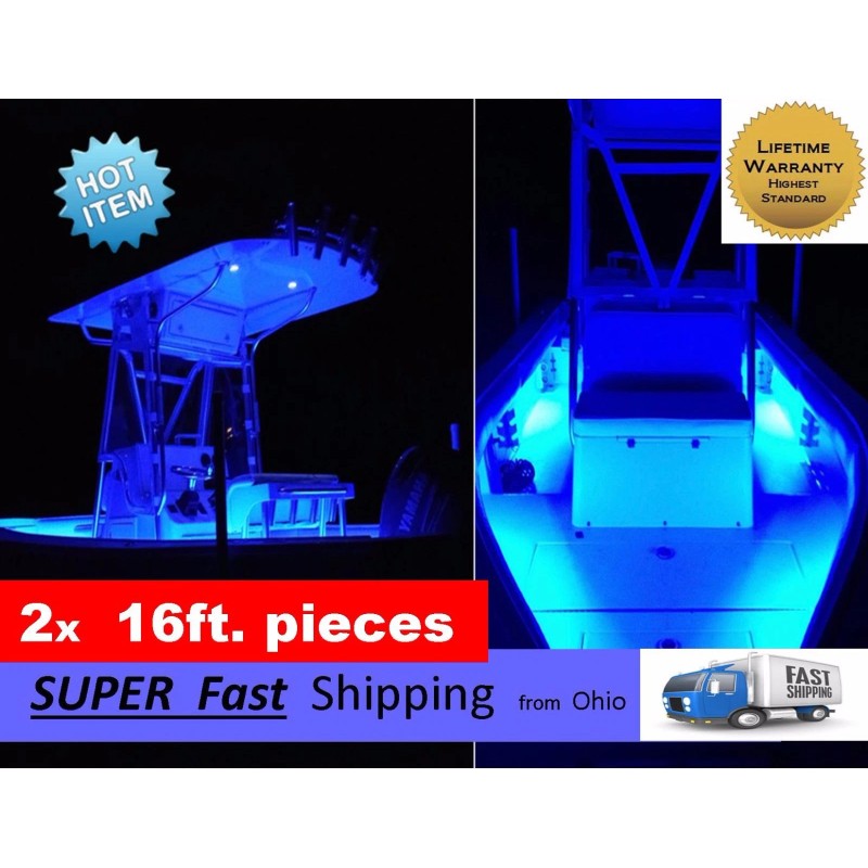 UN brand 32ft TOTAL ---- BLUE boat led light kit