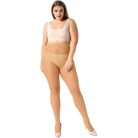 MANZI 4 Pairs Plus Size Pantyhose for Women 20 Denier Sheer Stocking(Natural,4X-Large)
