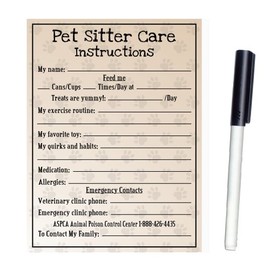 Imagine This Magnetic Dry Erase Board with Dog Day Reminders, Pet Sitter Care Instructions