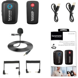 Saramonic Blink 500 B1 Tx+Rx 2.4GHz Micro-Wireless Lavalier System W/Camera-Mountable Dual-Receiver,Black,BLINK500B1