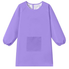 WULIQIUQIU Kids Art Smock, Waterproof Artist Painting Apron Smocks for Children Full Coverage Long Sleeve Smock with Pocket Purple 2XL