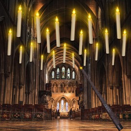 Floating Candles with Magic Wand-LED Flameless Taper Candle With Remote Timer-Battery Operated Flickering Hanging Candle Lights Best Gift For Xmas Wedding Home Dinner Christmas Tree Decor Set of 12