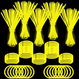YOFOBU 500 PCS Yellow Glow Sticks Bulk 8" Glowsticks Bracelets Necklaces with Connectors Glow in the Dark Party Supplies Light Up Neon Party Favor for Christmas New Year Easter Birthday Wedding