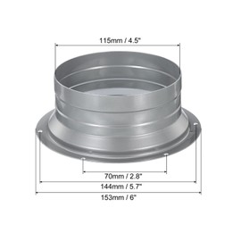 PATIKIL 5 Inch Duct Connector Flange, Metal Fitting Straight Pipe Flange Round Ventilation Air Duct for Heating Cooling Ventilation HVAC System
