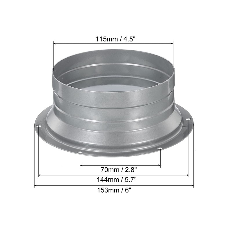 PATIKIL 5 Inch Duct Connector Flange, Metal Fitting Straight Pipe