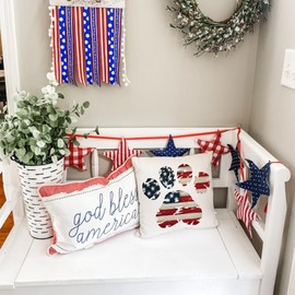 Rguct 4th of July Pillow Covers 18x18 Set of 2 American Flag Funny Paws Patriotic Pillows Independence Day Pillowcase Decor for Sofa Couch