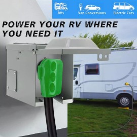 Unbranded RV Lockable Power Outlet Box 30Amp Outdoor Camper RV Receptacle Box 125 & 250V